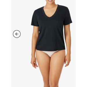 New‎ ! Lot of two Deep V-neck women Tee size Small -In common Black